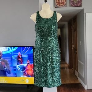Emerald green sequin cocktail dress
